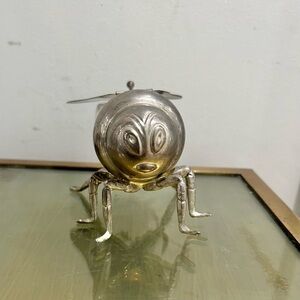 Art Deco silver-plated bee/fly container w/ Spoon